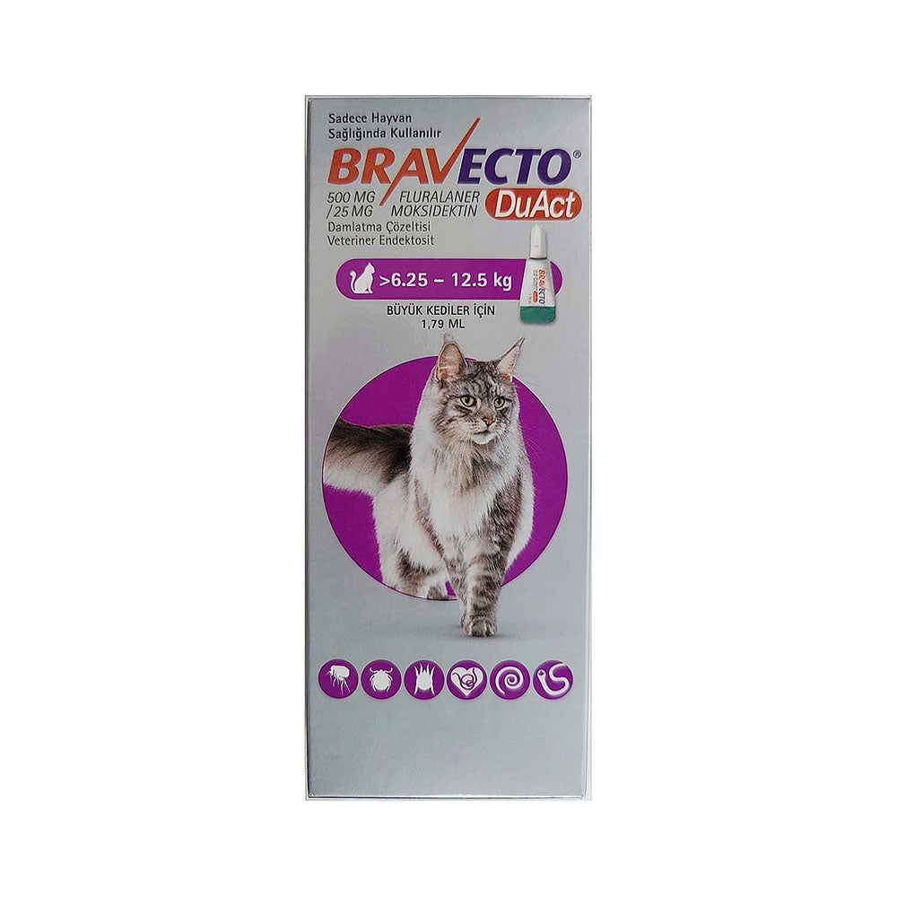 Bravecto DuAct 6.25 - 12.5 kg Kediler İçin Damla (1.79 Ml) 1 Tüp