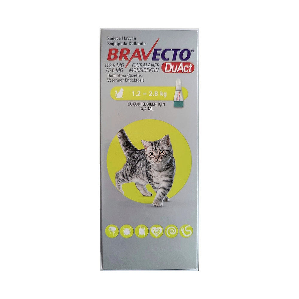 Bravecto DuAct 1.2-2.8 kg Kediler İçin Damla (0.4 ml) 1 Tüp